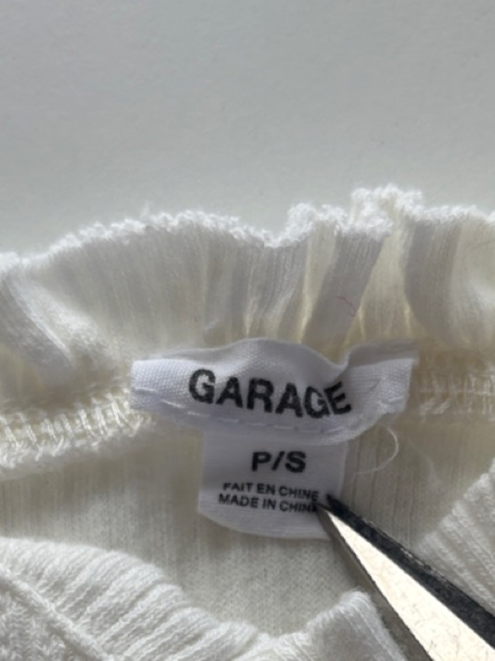 Garage Ivory Ribbed Ruffle-Trim Cropped Cami -614sku - Picture 4 of 6